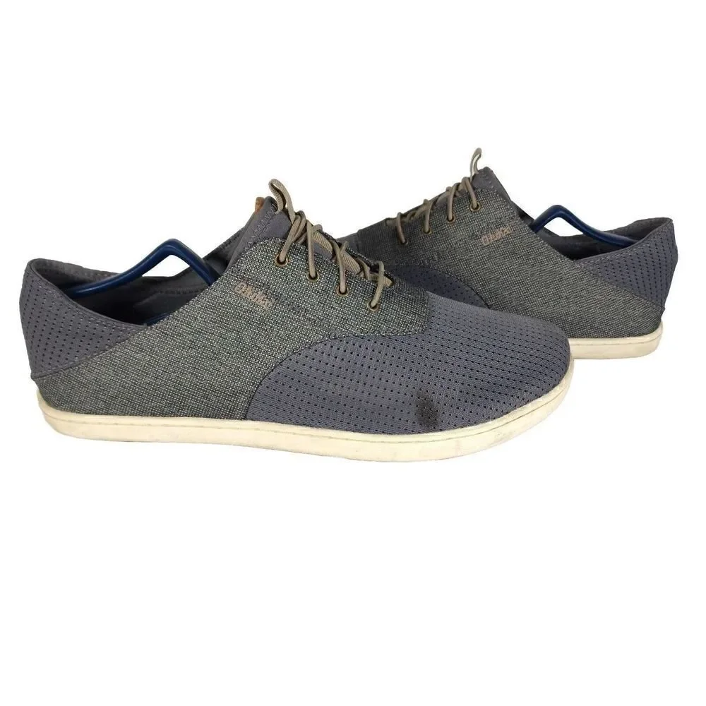 OluKai Men's Nohea Moku US 10 Gray Lace Up Flats Loafer Sneakers Shoes